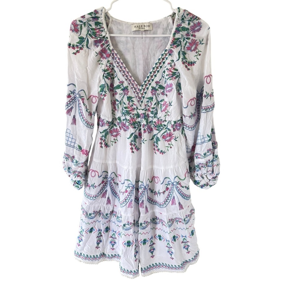 Hale Bob White Dress with Floral Accents - Picture 2 of 12